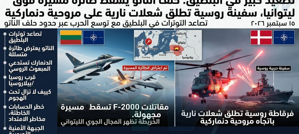 الناتو يُسقط مسيّرة فوق ليتوانيا وفرقاطة روسية تطلق شعلات على مروحية دنماركية